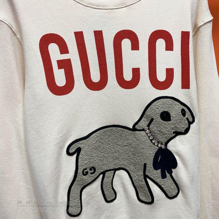 Gucci男裝 19-20FW新款 白色 古奇百搭圓領衛衣 男士秋季最新單品  tzy2379